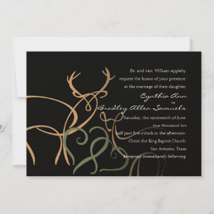 Convite Casamento de Black Tan Green Buck and Doe in Love