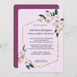 Convite Casamento de Blossomas Rosa Rosa Suave