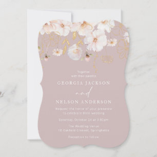 Convite Casamento de Blush de Flores Selvagens de Aquarela