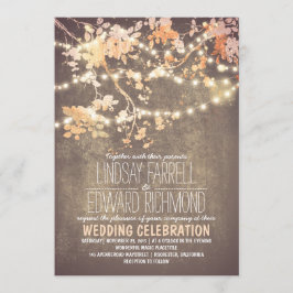 Convite Casamento de Blush de Lâmpadas de Cordas