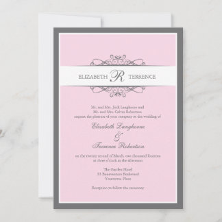 Convite Casamento de Blush Decorativo Moderno