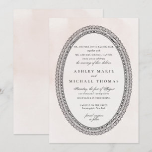 Convite Casamento de Blush Elegante e Casamento de Lace de