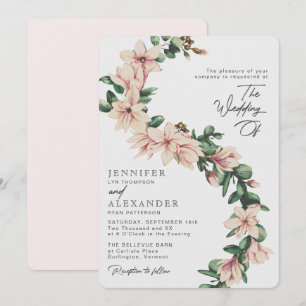 Convite Casamento de Blush Elegante Magnolia Floral Eucaly
