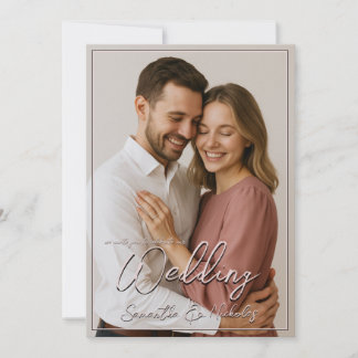 Convite Casamento de Blush Mínimo Quente e Caligrafia