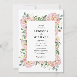 Convite Casamento de Blush Peonies Hydrangea Eucalyptus
