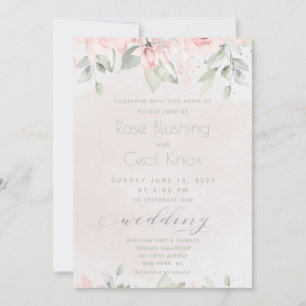 Convite Casamento de Blush Rosa Eucalyptus Greenery