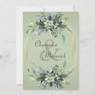 Convite Casamento de Boarder Verde Moderno Verde Simples