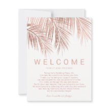 Casamento de boas-vindas da palmeira tropical rosa