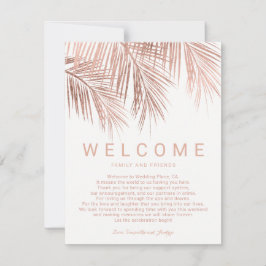 Convite Casamento de boas-vindas da palmeira tropical rosa