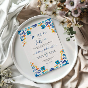 Convite Casamento de Boda Botânica Tradicional Floral Mexi