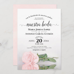 Convite Casamento de Boda, Nuestra Espanhola Rosa Elegante