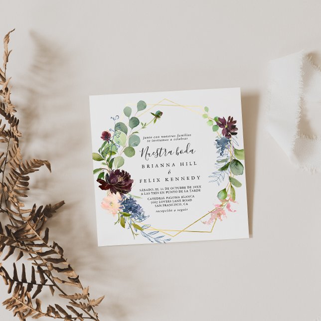 Convite Casamento de Boda, Nuestra Geométrica Dourada Burg (Criador carregado)