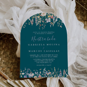 Convite Casamento de Boda, Nuestra Verde de Flor Selvagem
