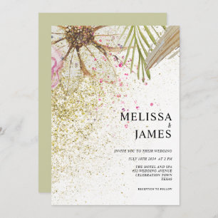 Convite Casamento de Boêmia Botânica Floral