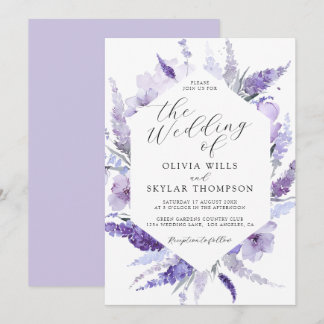Convite Casamento de Boho Botânico Floral com lavanda Flor