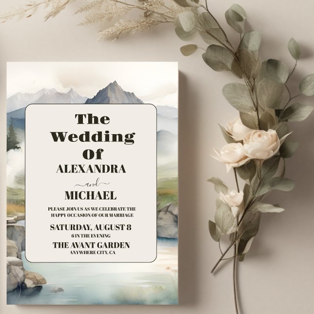 Convite Casamento de Boho com Casca de Montanha Russa (Criador carregado)