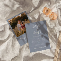 Casamento de Boho com Foto Moderna e Azul Minimali