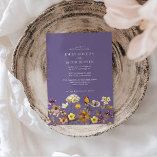 Convite Casamento de Boho com Lavanda de Flor Selvagem Whi