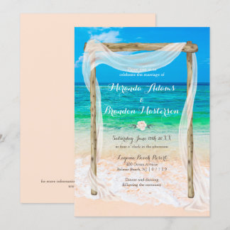 Convite Casamento de Boho com Porto Azul Tropical