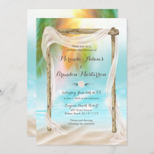 Convite Casamento de Boho com Praias Tropicais Modernas