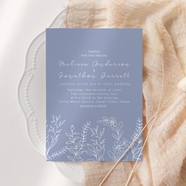 Convite Casamento de Boho das Flores Periwinkle (Criador carregado)