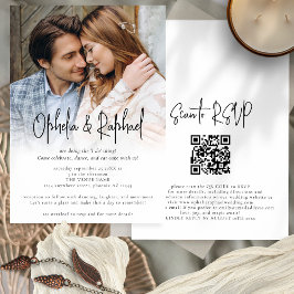 Convite Casamento de Boho de Código QR de Script Informal 