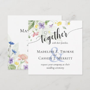 Convite Casamento de Boho de Flores Selvagens Simples Eleg