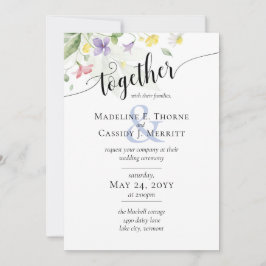 Convite Casamento de Boho de Flores Selvagens Simples Eleg