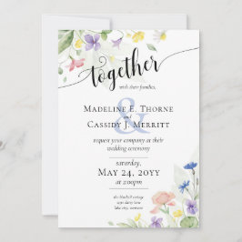 Convite Casamento de Boho de Flores Selvagens Simples Eleg