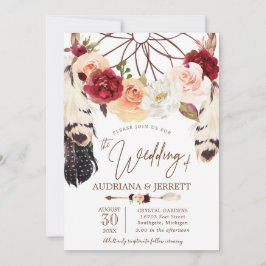 Convite Casamento de Boho do Dreamcatcher Rosa de Blush