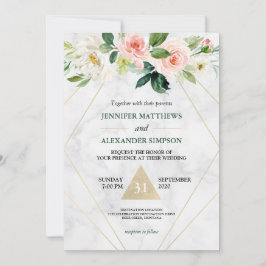 Convite Casamento de Boho Floral Rosa-Blush