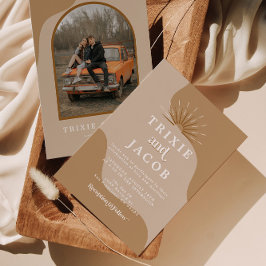 Convite Casamento de Boho Fotográfico com Arco Retroativo 