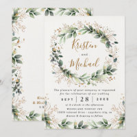 Casamento de Boho Leaf Boho, Dourado Elegante Verd