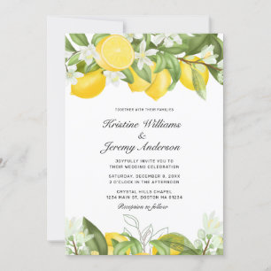 Convite Casamento de Boho Lemons com Monograma Floral