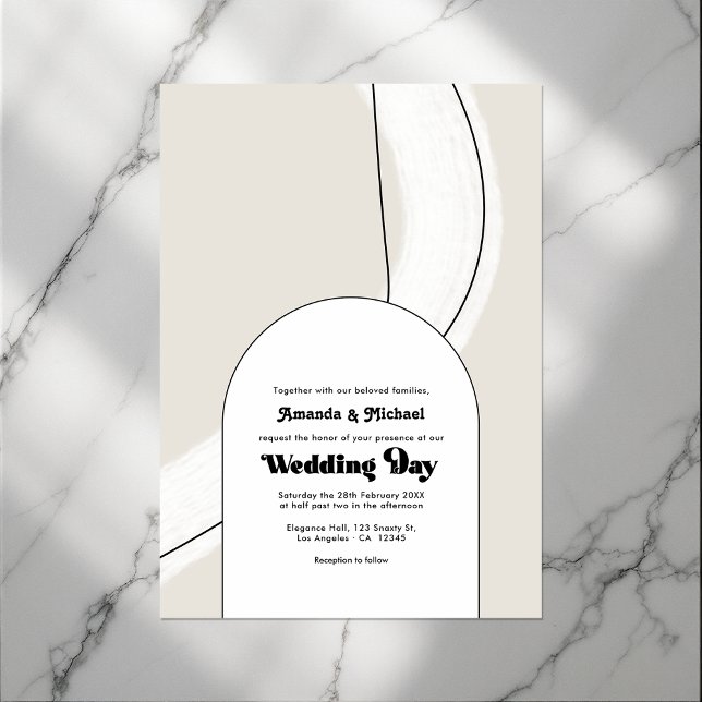 Convite Casamento de Boho Moderno e Geométrico Neutro Mini (Minimalist Neutral Geometric Modern Boho Wedding Invitation)