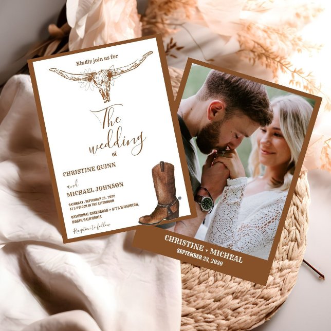 Convite Casamento de Boho Ocidental Moderno Minimalista (Criador carregado)