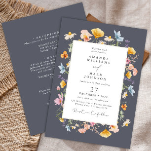 Convite Casamento de Boho Primavera Wildflower Botanical