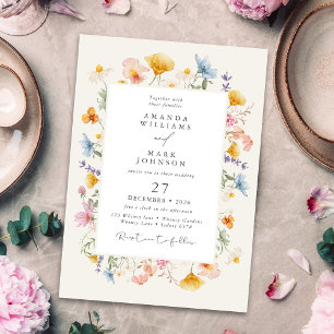 Convite Casamento de Boho Primavera Wildflower Botanical