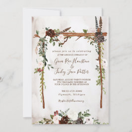 Convite Casamento de Boho Rustic Wood & Floral Arch Canopy