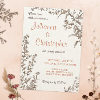 Convite Casamento de Boho Rústico com Flores Silvestres