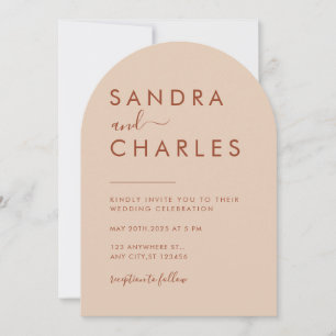 Convite Casamento de Boho Terracotta minimalista moderno