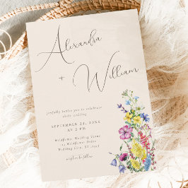Convite Casamento de Boho Wildflower do Script Moderno