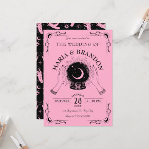 Convite Casamento de bola de cristal de lua rosa negra