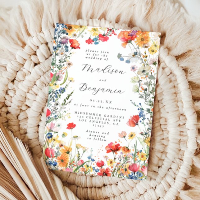 Convite Casamento de Bold Wildflower (Criador carregado)