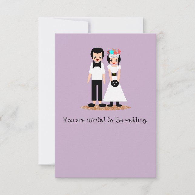 Convite Casamento de boliche noiva e noivo (Frente)
