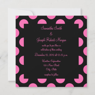 Convite Casamento de Bolinhas Pretas e Rosa