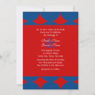 Convite Casamento de Bolinhas Red, White e Blue Modern