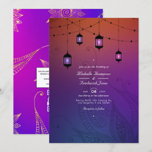 Convite Casamento de Bollywood Árabe com código QR RSVP