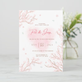 Convite Casamento de Bonito Rosa Branco com Sucursais Saku
