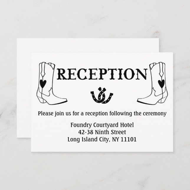Convite Casamento de Boots do Cowboy de Recepção Ocidental (Frente/Verso)